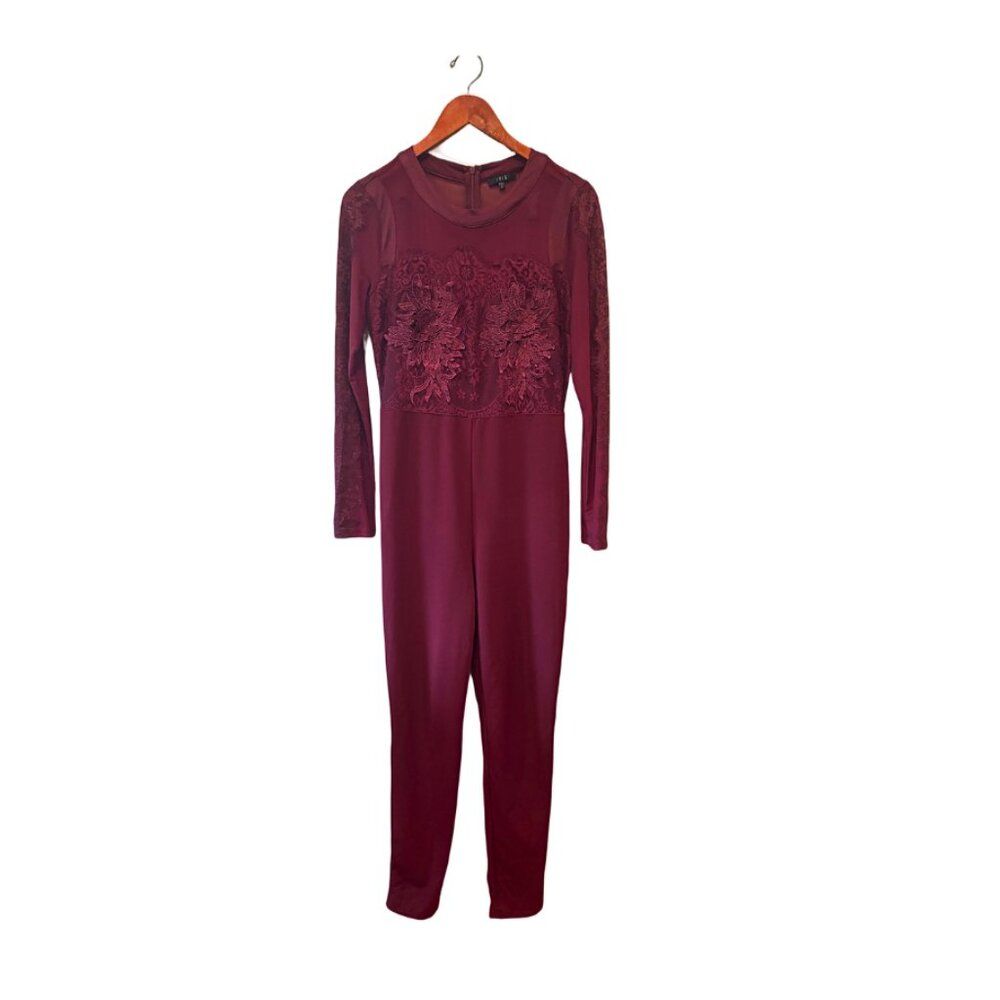 Iris Women Lace Floral Embroidery Pants Jumpsuit Long Sleeves Size L — image 2 of 7